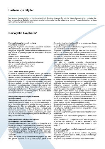 Hastalar için bilgiler Doxycyclin Axapharm®