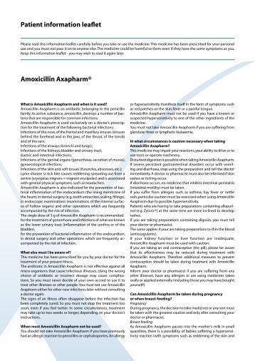 Patient information leaflet Amoxicillin Axapharm®