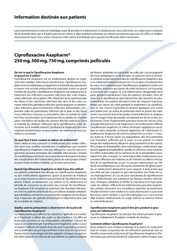 Information destinée aux patients Ciprofloxacine Axapharm® 250 ...