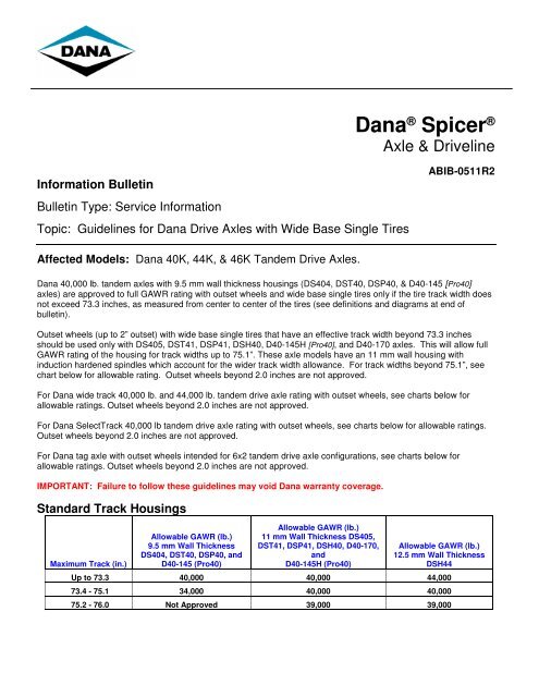 Dana Axle Id Chart