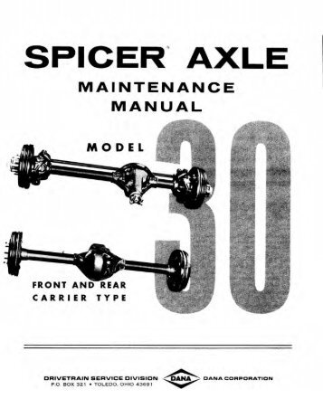 Spicer Axle Maintenance Manual Model 30