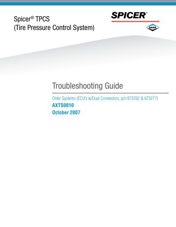 Spicer TPCS Troubleshooting Guide: Older Systems