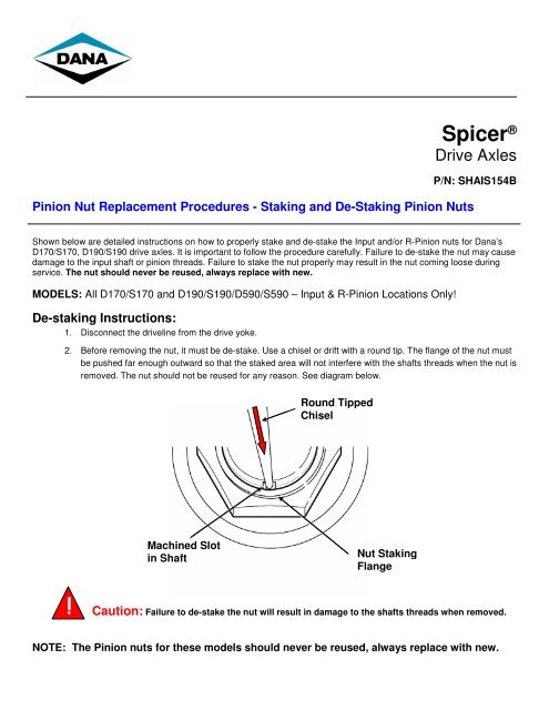 Staking and De-Staking Pinion Nuts - Spicer