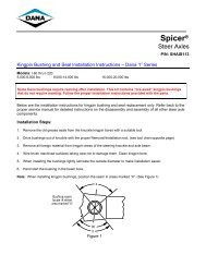 Kingpin Bushing and Seal Installation Instructions – Dana - Spicer