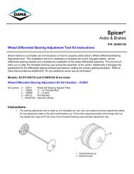 Wheel Differential Bearing Adjustment Tool Kit Instructions - Spicer