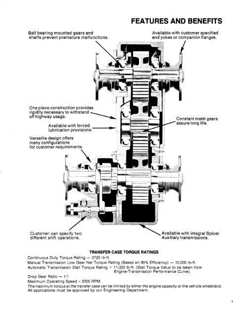 Transfer Cases Specifications - Spicer