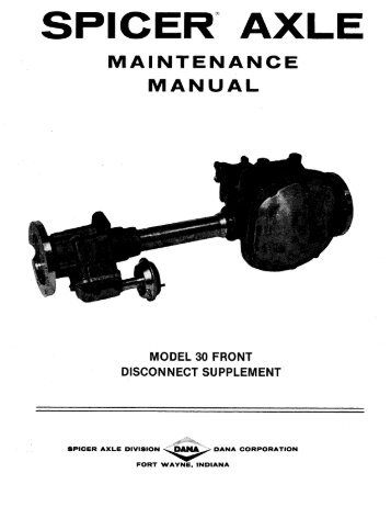Spicer Axle Maintenance Manual Model 30