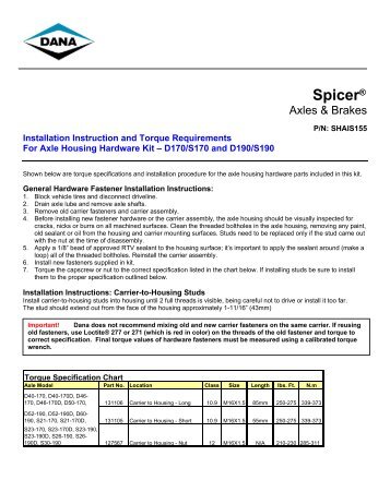 D170/S170 and D190/S190 - Spicer