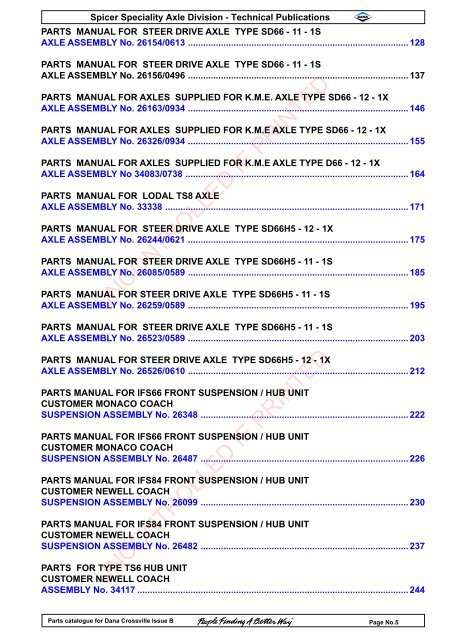 parts catalogue for dana crossville-off hwy - Spicer