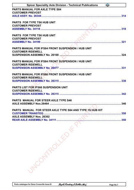 parts catalogue for dana crossville-off hwy - Spicer