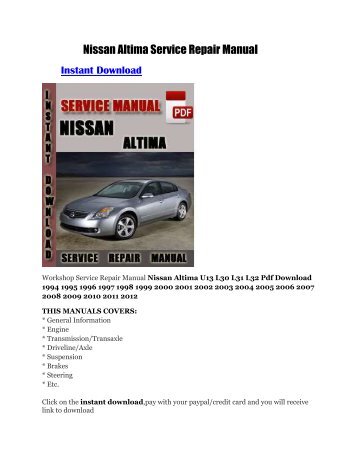 2002 Nissan Altima Factory Service Manual