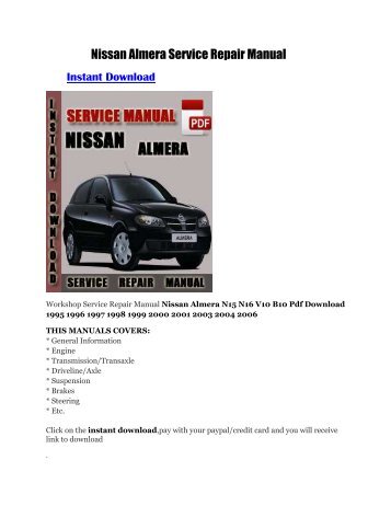 Nissan Almera Service Repair Manual