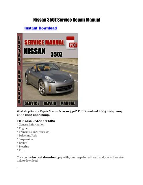 Nissan 350z Service Repair Manual Nissan 350z Service Repair Manual