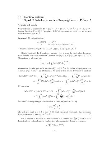 Decima lezione - Dipartimento di Matematica e Informatica