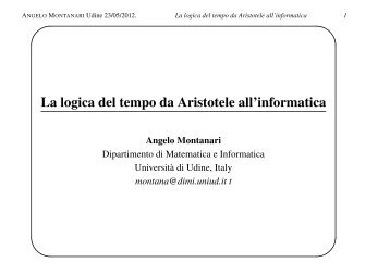 La logica del tempo da Aristotele all'informatica - Dipartimento di ...