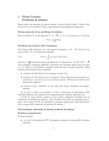 Seconda lezione - Dipartimento di Matematica e Informatica