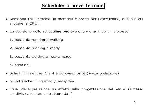 Scheduling di breve termine - Dipartimento di Matematica e ...