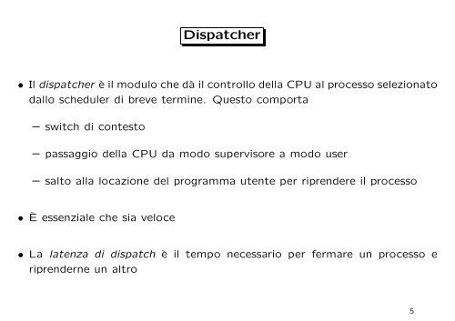 Scheduling di breve termine - Dipartimento di Matematica e ...