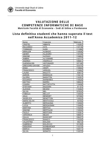 VALUTAZIONE DELLE COMPETENZE INFORMATICHE DI BASE ...
