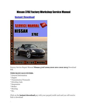 Nissan 370Z Factory Workshop Service Manual