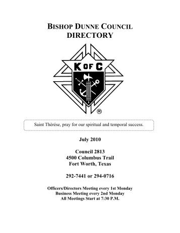 BISHOP DUNNE COUNCIL BULLETIN ? Knights Of Columbus ...