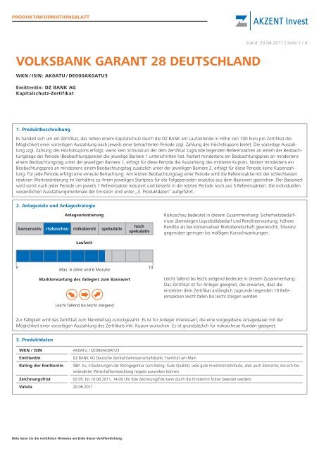 VOLKSBANK GARANT 28 DEUTSCHLAND - Vwd