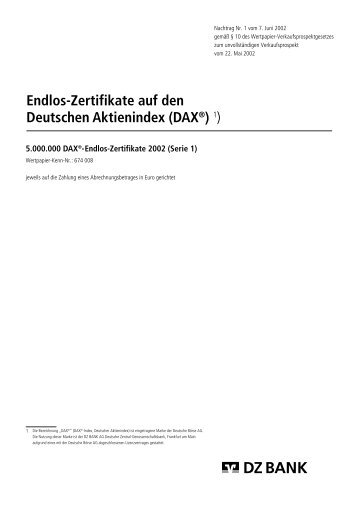 Endlos-Zertifikate auf den Deutschen Aktienindex (DAX®) 1)