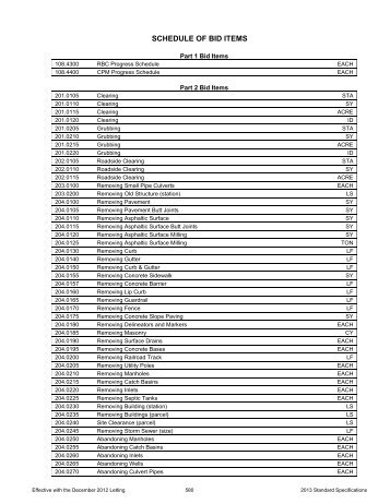 13 Spec - Schedule of Bid Items - Wisconsin.gov