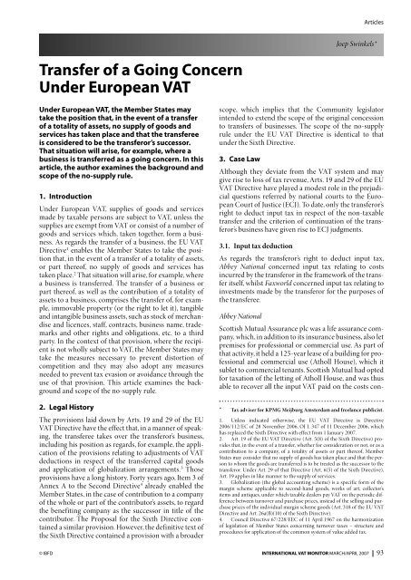 Transfer Of A Going Concern Under European Vat Empcom Gov In