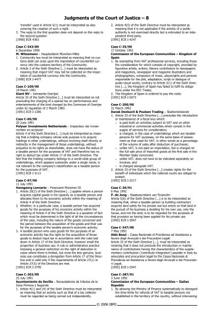 European Court of Justice VAT cases 2006-3 - empcom.gov.in