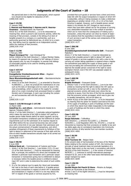 European Court of Justice VAT cases 2006-3 - empcom.gov.in