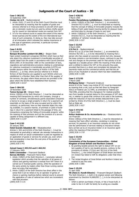 European Court of Justice VAT cases 2006-3 - empcom.gov.in