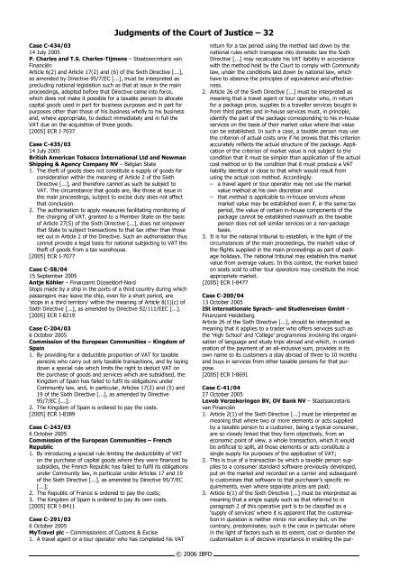 European Court of Justice VAT cases 2006-3 - empcom.gov.in