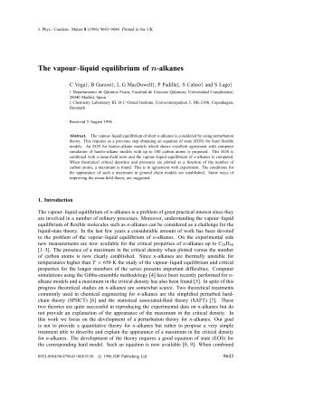 The vapour–liquid equilibrium of n-alkanes - ResearchGate