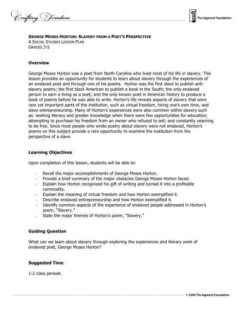 Overview George Moses Horton Was A Poet From Crafting Freedom www yumpu com