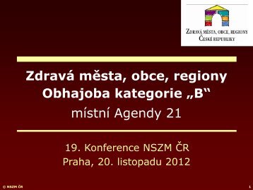 Zdravá města, obce, regiony, místní Agenda 21 - P. Švec