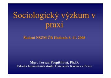 T. Pospíšilová: Sociologický výzkum v praxi