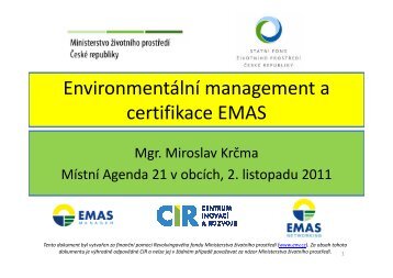 Environmentální management a certifikace EMAS - M. Krčma