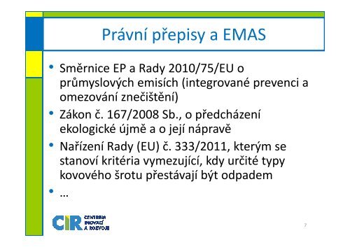 Environmentální management a certifikace EMAS - M. Krčma