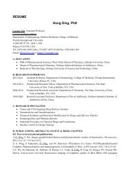 RESUME Hong Ding, PhD - Herbert Wertheim College of Medicine ...