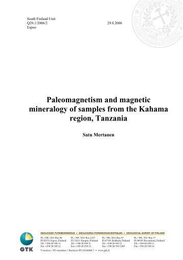 Paleomagnetism and magnetic mineralogy of samples from the ...