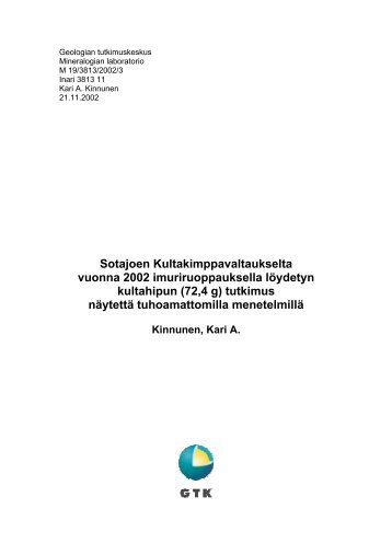 Siivolan kultahippu Sotajoelta - arkisto.gsf.fi - Geologian ...