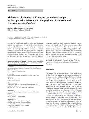 Molecular phylogeny of Psilocybe cyanescens complex in Europe ...