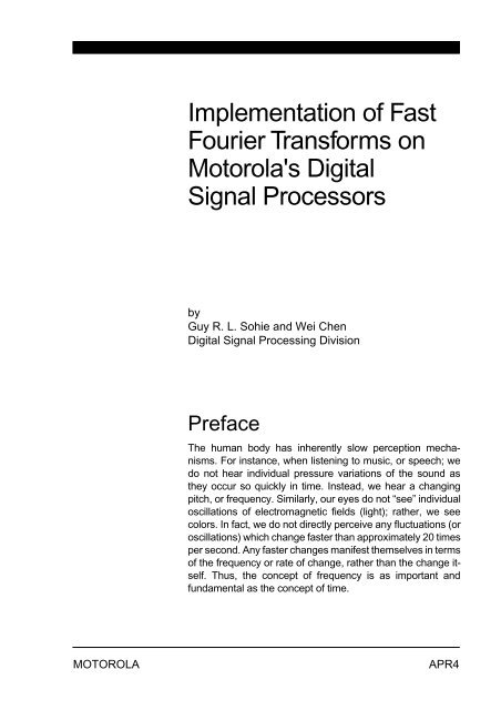 Fast Fourier Transforms on Motorola's Digital Signal Processors