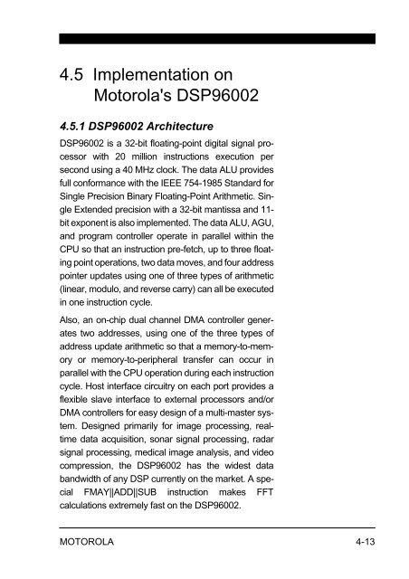 Fast Fourier Transforms on Motorola's Digital Signal Processors