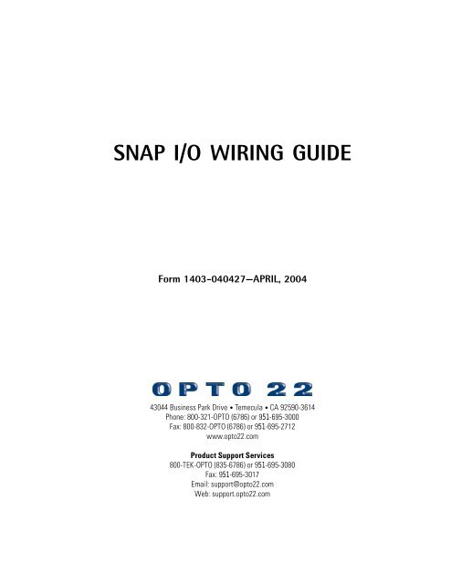 SNAP I/O WIRING GUIDE