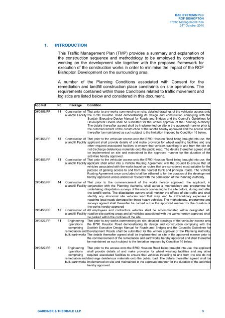 BAE SYSTEMS PLC ROF BISHOPTON Traffic Management Plan