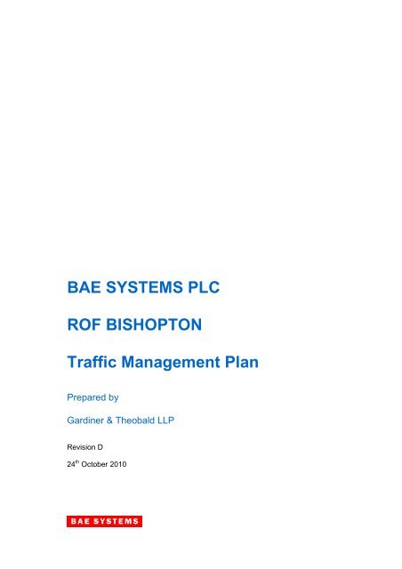 BAE SYSTEMS PLC ROF BISHOPTON Traffic Management Plan