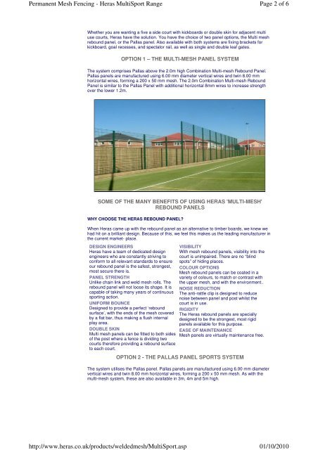 Page 1 of 6 Permanent Mesh Fencing - Heras MultiSport Range 01 ...
