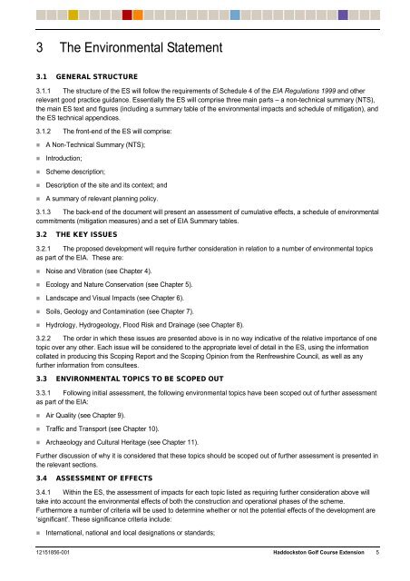 Haddockston Golf Course Extension EIA Scoping Report